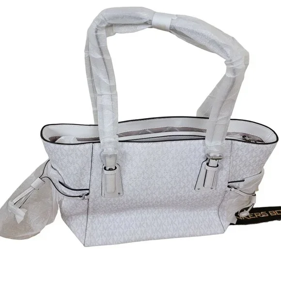 Michael Kors Jet Set East West Top Zip Signature Logo Tote Bag - Picture 5 of 11